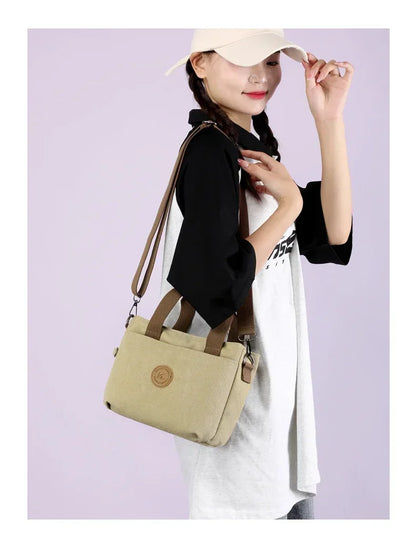2025 NEW Top-Handle Bag For Women Shoulder CrossBody Bag Vintage Canvas Ladies Tote Messenger Bag Small Female Travel Handbag