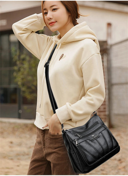 Soft Leather Women Bag Branded Designer Ladies Handbag Purses, Luxury Female Shoulder Bag Large Capacity Crossbody Bags Sac
