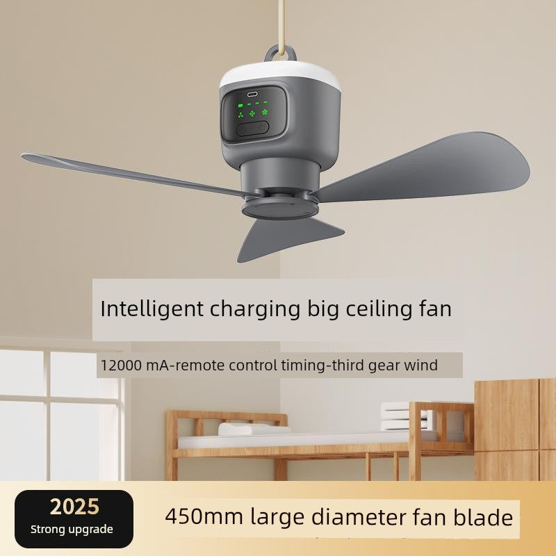 Upgraded Wireless Small Ceiling Fan usb Rechargeable Student Dormitory Silent Wind Big Bed Small Camping Fan