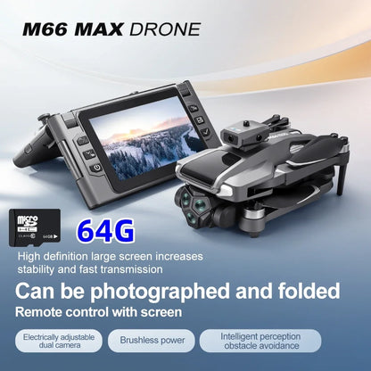 2025 New M66 Drone 4K HD Aerial Photography Camera Drone with Screen Omnidirectional Obstacle Avoidance Drone RC