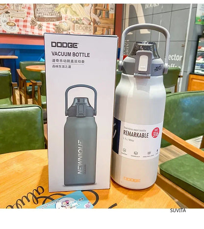 DODGE 1300/1700ML Stainless Steel Tumbler Thermos Bottle Portable Vacuum Flasks Outdoor Sports Water Cup Car Insulated Flask