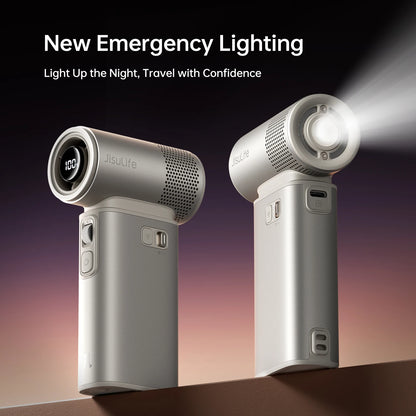 JISULIFE Handheld Fan Ultra 2, Powerful Turbo Jet Fan, 100 Speeds, 9000mAh Rechargeable Battery, LED Display, Outdoor Camping