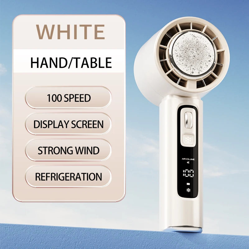 2024 New Semiconductor Refrigeration High-speed Handheld Electric Fan 4000mAh USB Portable Rechargeable Outdoor Small Fan