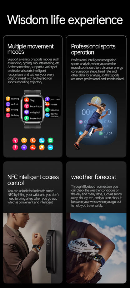 2025 New High-end Air Pump Lipid Smart Watch Men ECG+PPG Precise Blood Pressure Heart Rate BT Call NFC  Health Watches