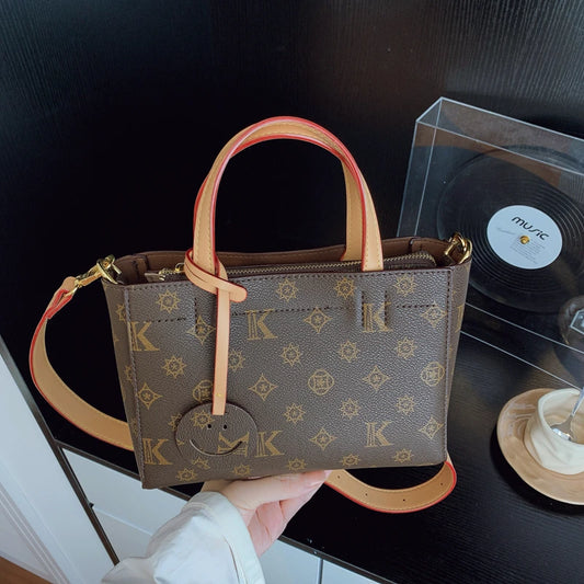 Classic Leather Tote Bag For Ladies, Shoulder Strap And Spacious, Elegant Popular Handbag By Luxury Brand For Women