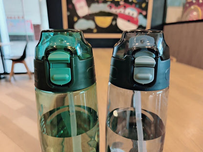 800ml Sports Water Bottle with Straw Plastic Water Bottles with Scale Leak Proof Drinking Bottles For Outdoor BPA Free Drinkware