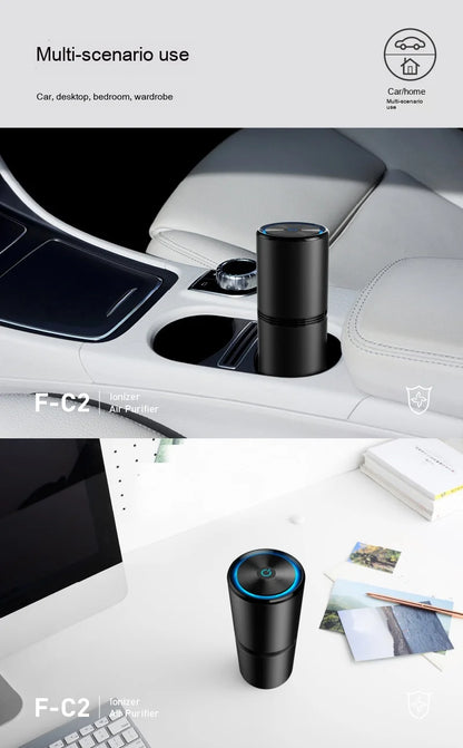 Zai Xiao Car Air Purifier Negative Ion Generator Low Noise Air Cleaner Deodorizer Smoke Odor Remover Vehicle Air Purifier