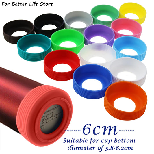 6cm 15 Colour Threaded Soft Silicone Cup Bottom Cover Wear Resistant Ring Sleeve Sheath Anti Slip Good Toughness