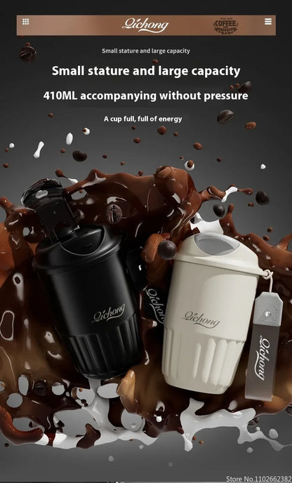 410ml Ceramic Liner Thermos Coffee Cup Double Wall Stainless Steel Vacuum Insulated Thermos For Coffee Thermal Mug Tumbler Gift