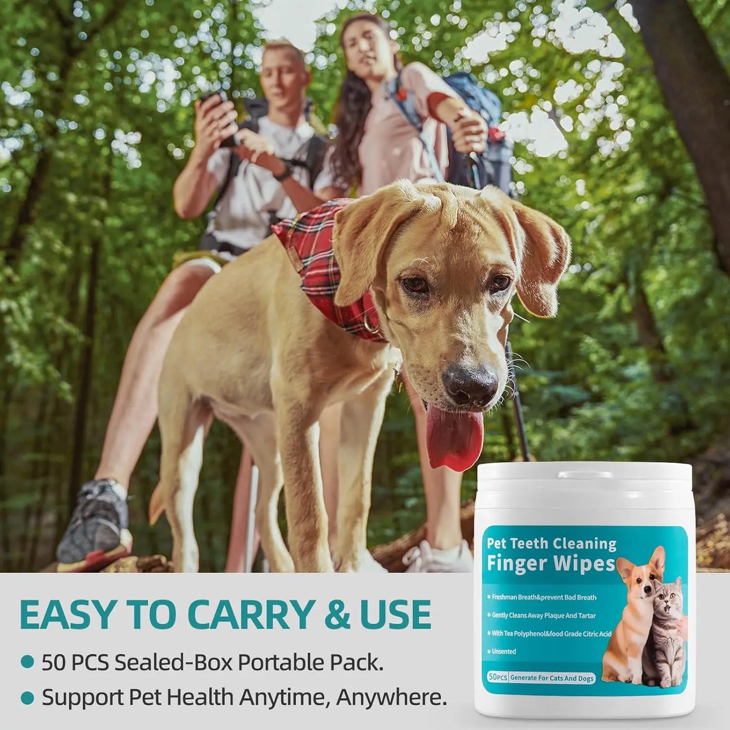 Dogs & CatsTeeth Cleaning Wipes, Pet Dental Finger Wipes for  Disposable Gentle Teeth Cleaning Pads Tooth Bad Breath Remove Plaque