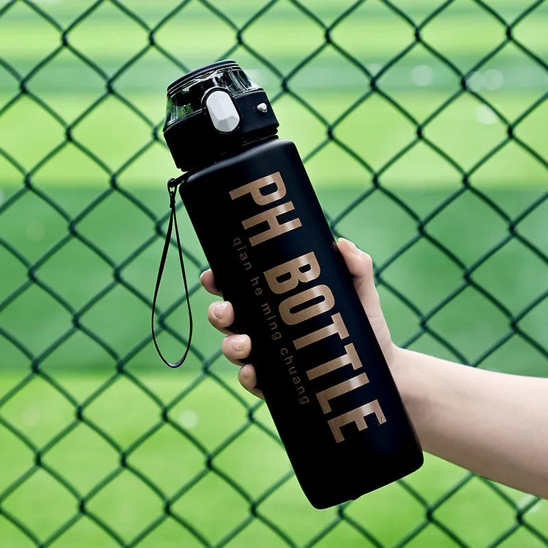 1L Sports Water Bottle with Straw Large Capacity Portable Leak-Proof Outdoor Travel Drink Plastic Cup Motivational Water Bottle
