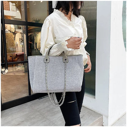 Fashion Make Up Designer Big Women's New Korean Fashion Casual Large Capacity Shoulder Crossbody Chain Tote Bag