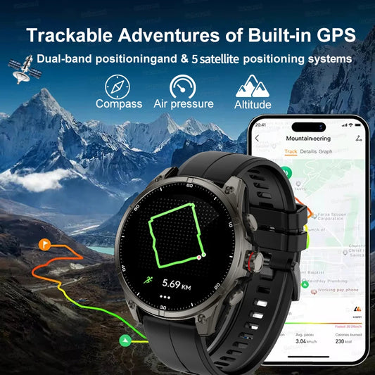2025 New Premium GPS Smart Watches Outdoor Altimeter Barometer AMOLED Screen Built-in GPS Compass Military Sports Smartwatch Men