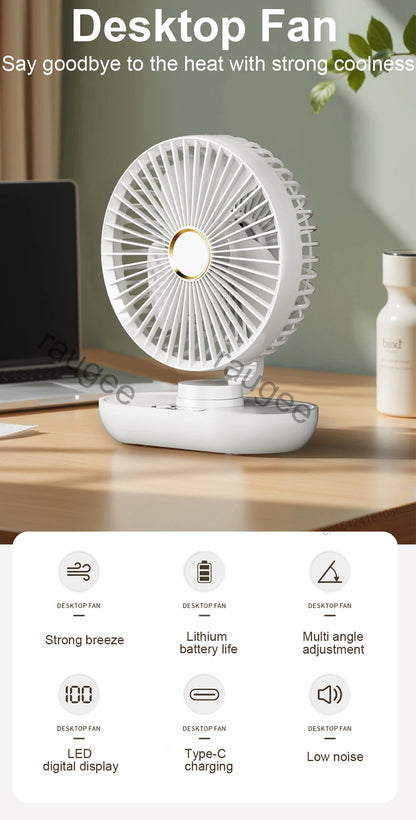 Rechargeable Fans Portable Desktop Fan Home Office Dormitory USB Mini Small Electric Fan Air Circulators High Wind Table Fan