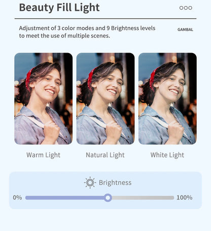 Q18 Desktop Following the shooting Mode Gimbal Stabilizer Selfie Stick Tripod with Fill Light for Smartphone