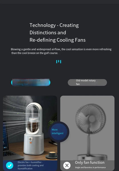 Bladeless Fan Portable Air Conditioner LED Display Desktop Bladeless Cooler Cooling Fans Tower Air Cooler for Office Bedroom