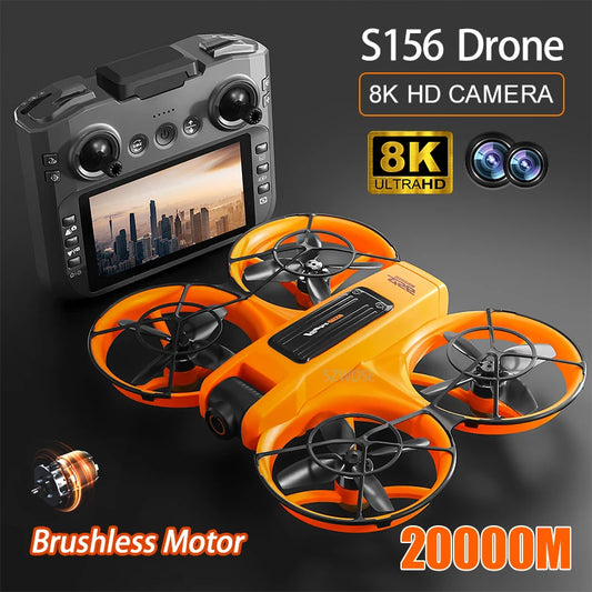 2025 S156 Mini Drone 8K HD Aerial Photography Dual-Camera Dron With Screen Omnidirectional Brushless Motor Drone RC