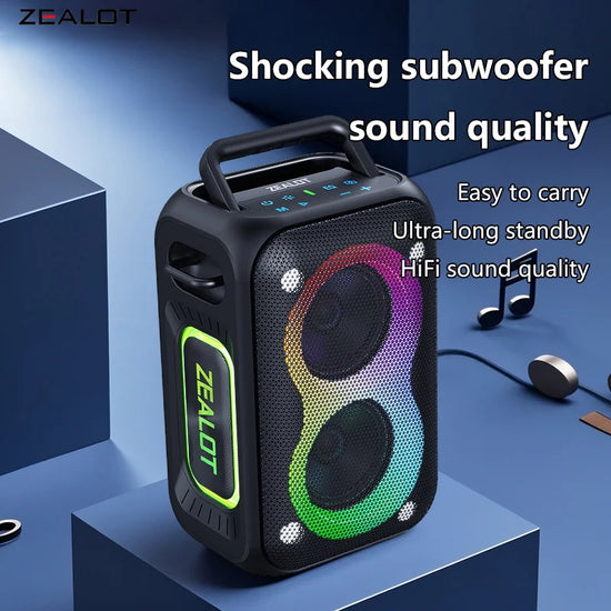 ZEALOT PT02 60W Wireless Party Speaker with RGB Lights - Long Battery Life 8000mAh Hi-Fi Audio Portable Speaker