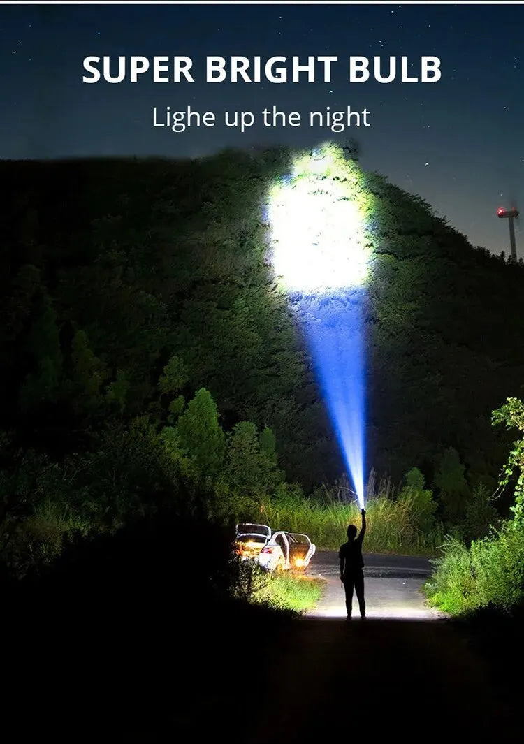 5LED High Power Led Flashlights Rechargeable Camping Spotlight with Side Light 3 Lighting Modes for Camping Adventure Outdoor