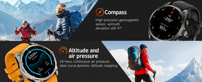 2025 New Premium GPS Smart Watches Outdoor Altimeter Barometer AMOLED Screen Built-in GPS Compass Military Sports Smartwatch Men