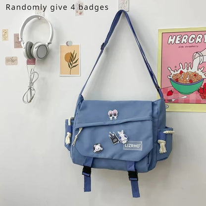 Women's Nylon Handheld One Shoulder Versatile Large Capacity Crossbody Bag Retro Work Travel