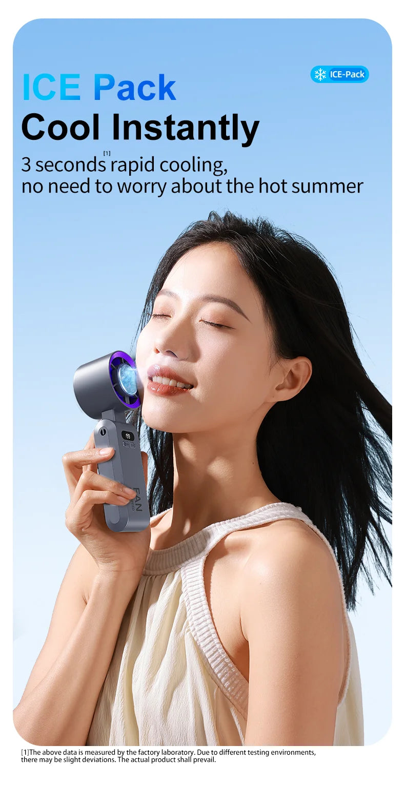 2025 New Portable Hanging Neck Fan 135° Rotation Desktop Mini Fan Handheld Foldable 199 High-speed Powerful Turbo Fan Outdoor