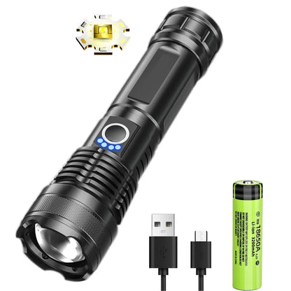 High Power Led Flashlights Long Shot Zoom Super Bright Flashlight Led USB Rechargeable Very Strong Led Flashlight For Camping