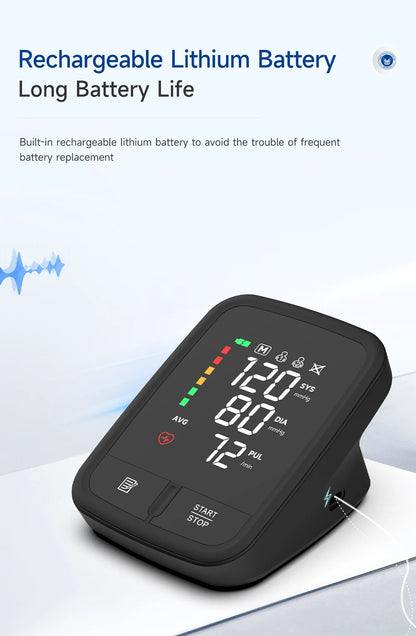 Yongrow Portable Digital Upper Arm Blood Pressure Monitor Measurement Tool Tonometer Sphygmomanometer