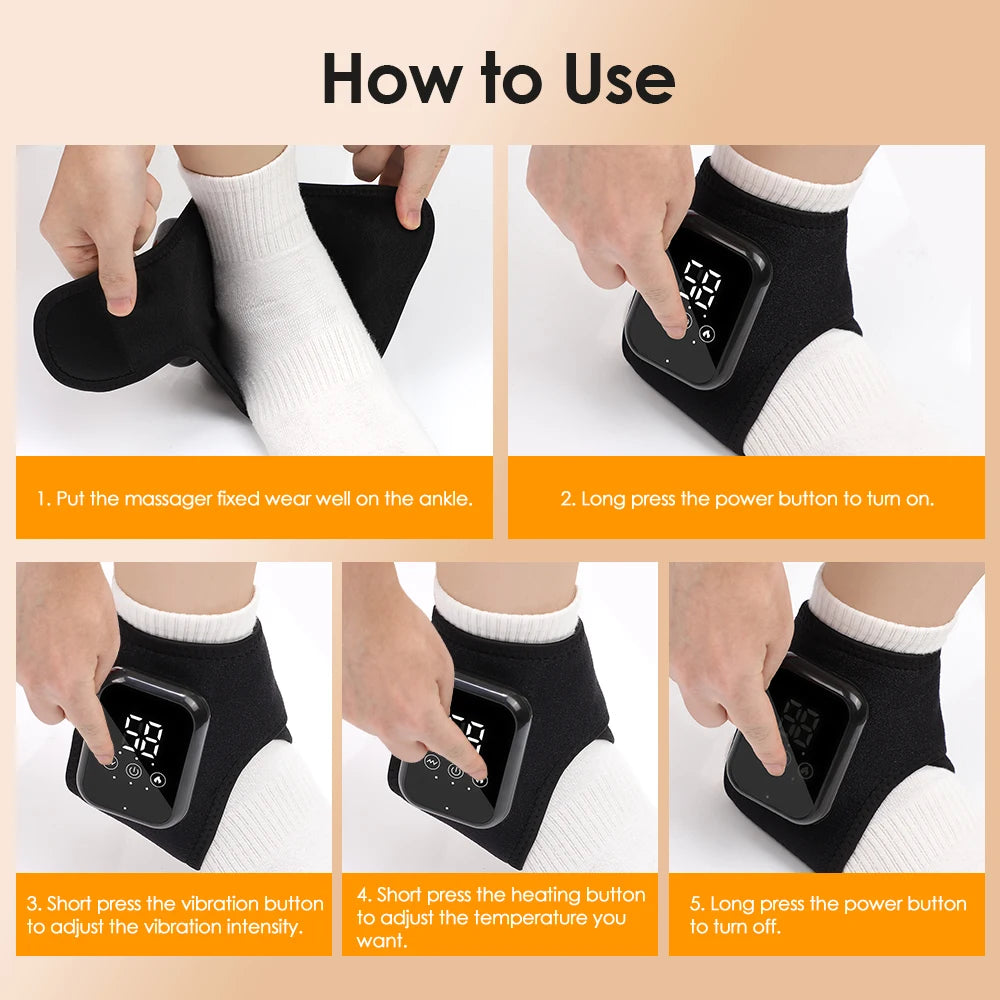 Foot Massager Hot Compresses Vibration Massager Ankle Protection Strap USB Foot and Ankle Joint Protection Fatigue Relieve