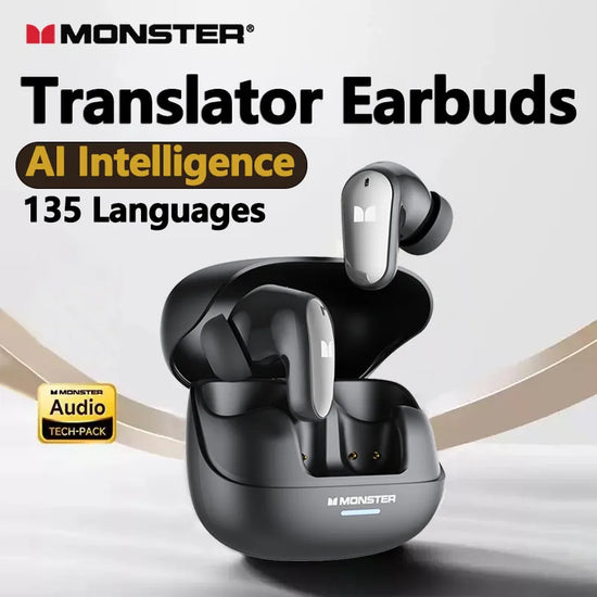 2026 New Monster MQT52 AI Translation Headphones Wireless Bluetooth 5.4 Low Latency Headphones Real-Time Language Translation Earbuds