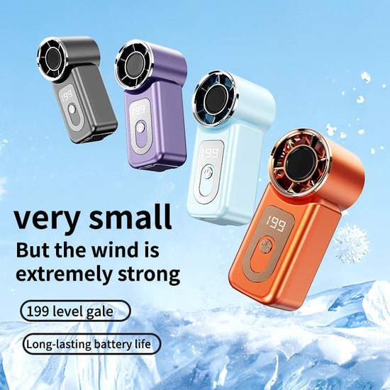 Portable Mini Handheld Fan LED Display Screen, 200 Speed Adjustment, Turbo Compressed Cold Air USB Charging, Outdoor Cooling Fan