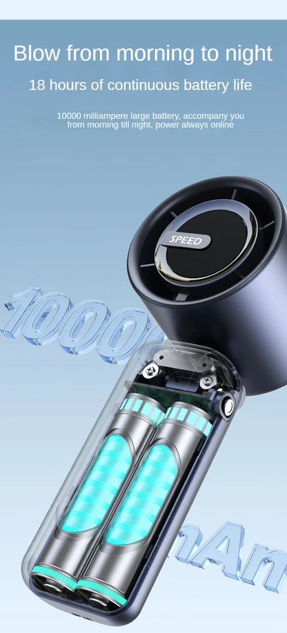 Handheld Fan Charging Portable Mini Fan Long Battery Life USB Digital Display 100-speed Handheld High-Speed Turbofan