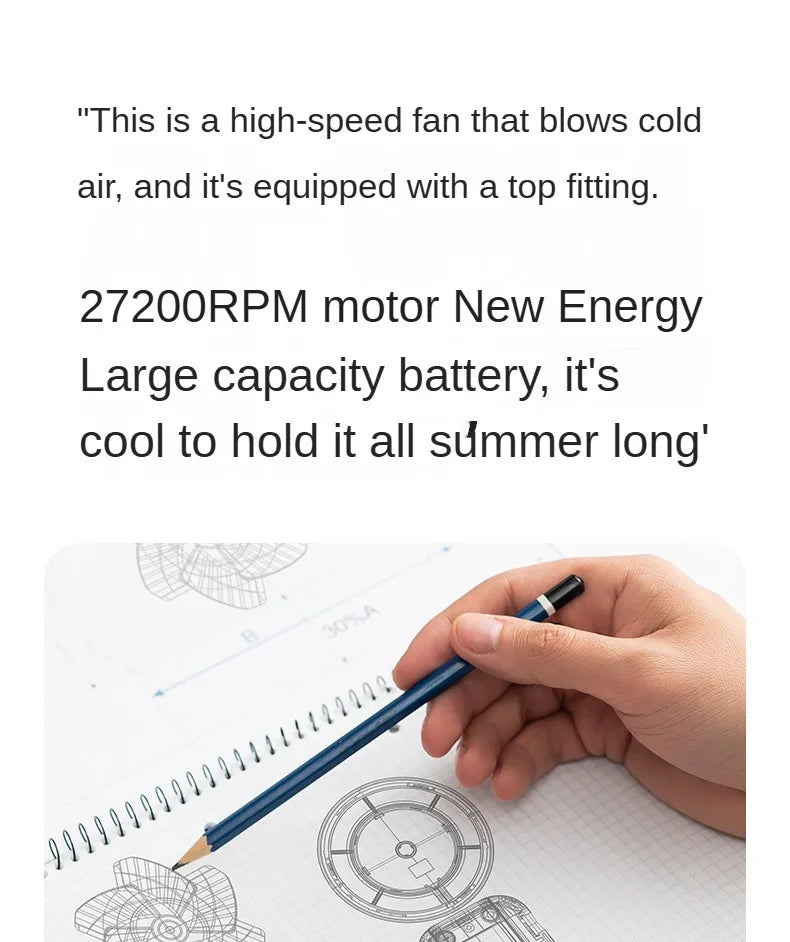 Handheld Fan Charging Portable Mini Fan Long Battery Life USB Digital Display 100-speed Handheld High-Speed Turbofan