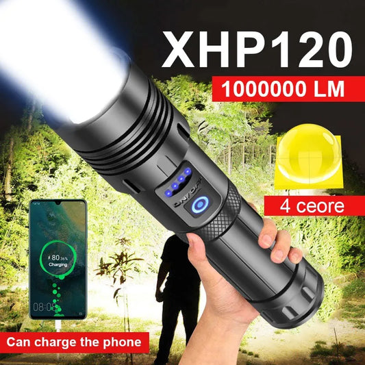 ZK30 Super XHP120 Powerful Led Flashlight XHP90 High Power Torch light Rechargeable Tactical flashlight 18650 Usb Camping Lamp