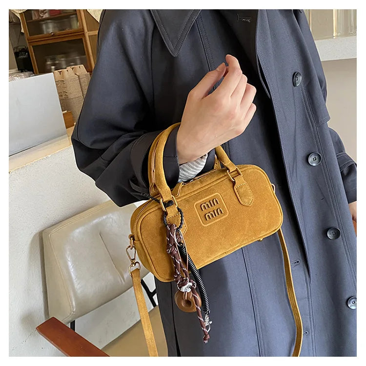 2025 New Fashionable dull Polish bag portable women's full retro crossbody bag shoulder bag popular