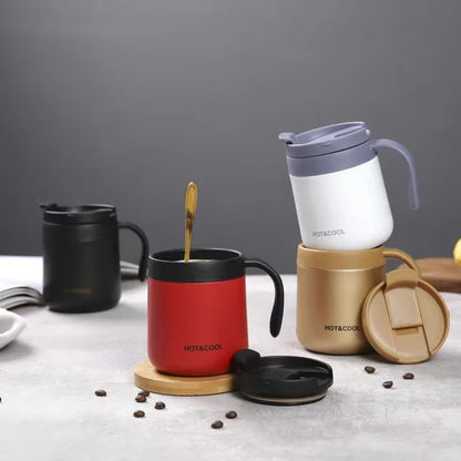 350ml Insulated Coffee Mug with Handle Stainless Steel Insulated Mug Coffee Tumbler Thermos Tea Cups with Lip