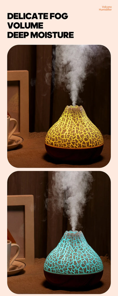 Volcano Air Humidifier 300ml Desktop USB Water Mist Diffuser Purifier Air Freshener Nebulizer with Colorful Ambient Night Light