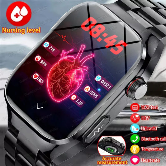 2025 New Three Highs Blood Pressure Smartwatch ECG Uric Acid Heart Rate Clock Body Analysis Health Monitoring Watches