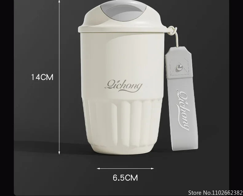 410ml Ceramic Liner Thermos Coffee Cup Double Wall Stainless Steel Vacuum Insulated Thermos For Coffee Thermal Mug Tumbler Gift