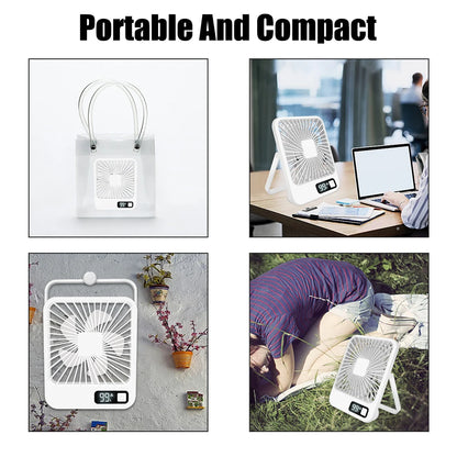 Desktop Fan Portable Fan Rechargeable  5-Speed Adjustment 180° Rotating Foldable Fan With Battery Digital Display Noise-Free Fan
