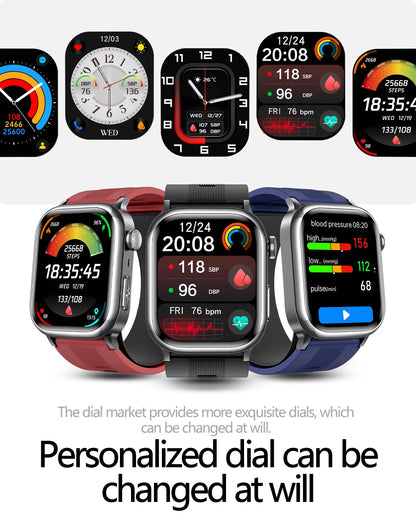 2025 New High-end Air Pump Lipid Smart Watch Men ECG+PPG Precise Blood Pressure Heart Rate BT Call NFC  Health Watches