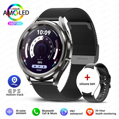 2025 New Watch 6 Classic Smartwatch Men GPS Sports Amoled Screen Heart Rate Waterproof Bluetooth Call Music Smart Watch Women