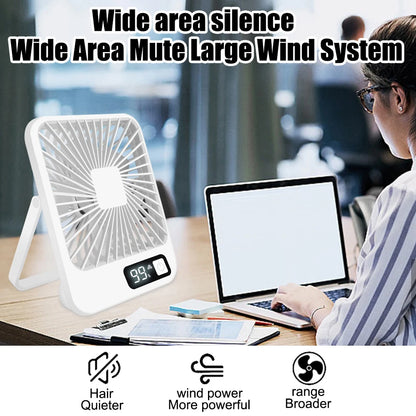 Desktop Fan Portable Fan Rechargeable  5-Speed Adjustment 180° Rotating Foldable Fan With Battery Digital Display Noise-Free Fan