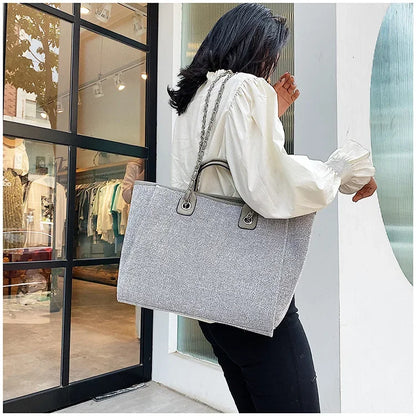 Fashion Make Up Designer Big Women's New Korean Fashion Casual Large Capacity Shoulder Crossbody Chain Tote Bag