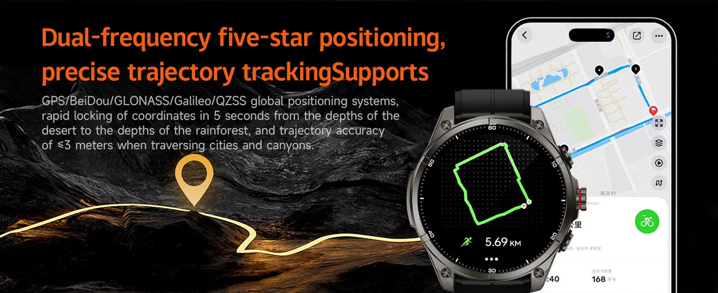 2025 New Premium GPS Smart Watches Outdoor Altimeter Barometer AMOLED Screen Built-in GPS Compass Military Sports Smartwatch Men