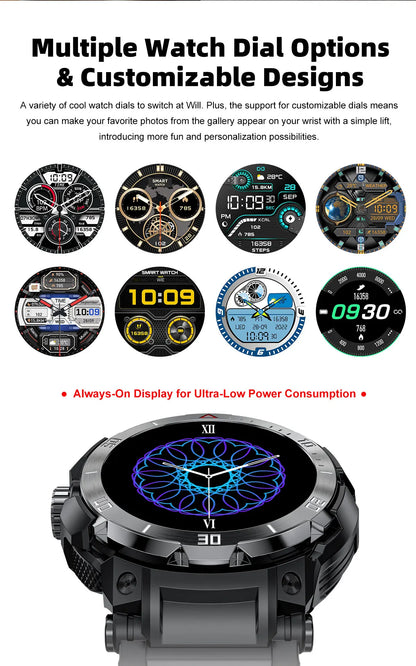 New 3 in 1 Smart Watch for Men With TWS Headset Rugged Military Bluetooth Call Fitness Tracker IP67 Waterproof  for Android iOS