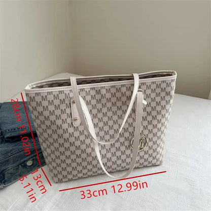 Letter Print Fashion Shoulder Bag Versatile Large Capacity Handbag Luxury Brand Bag Clutch Bag Retro Trend Commuter Tote Bag