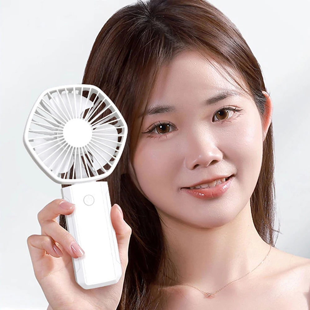 Handheld Mini Fan Portable Neck Hanging Fans USB Rechargeable Fan with Phone Stand 500mAh Suitable for Women Travel Outdoor Use