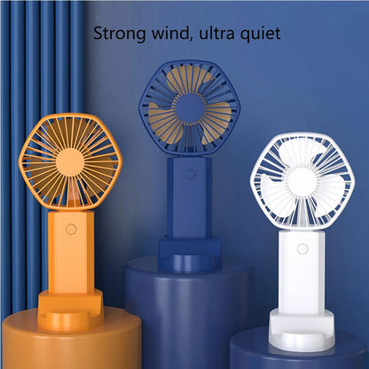 Handheld Mini Fan Portable Neck Hanging Fans USB Rechargeable Fan with Phone Stand 500mAh Suitable for Women Travel Outdoor Use