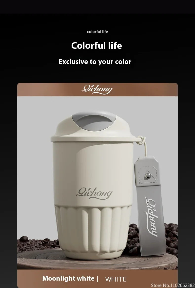 410ml Ceramic Liner Thermos Coffee Cup Double Wall Stainless Steel Vacuum Insulated Thermos For Coffee Thermal Mug Tumbler Gift